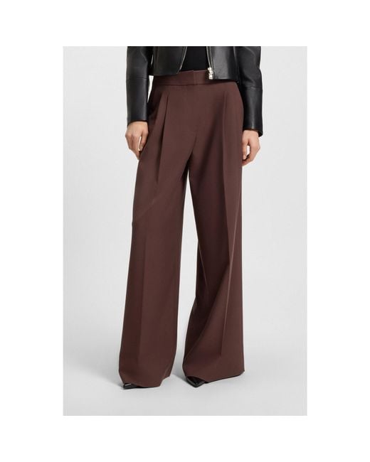 HUGO Brown Relaxed-Fit Trousers