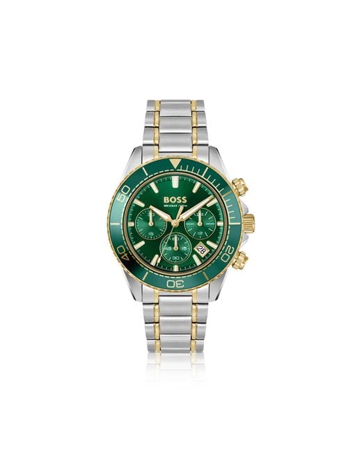 Boss Green Sealiner Two-Tone Chronograph Watch With Dial for men