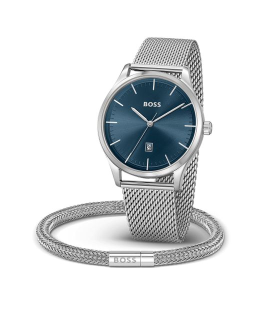 Coffret cadeau avec montre et bracelet en acier inoxydable Boss pour homme en coloris Black