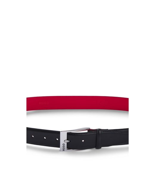 HUGO Black Patent-Leather Belt With Lining for men