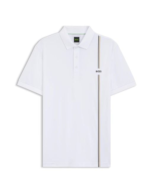 Boss Active Schnell Trocknendes Poloshirt Mit Signature-Streifen in White für Herren