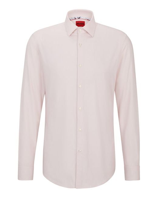 HUGO Slim-fit Overhemd Van Gemakkelijk Te Strijken Oxfordkatoen in het White voor heren
