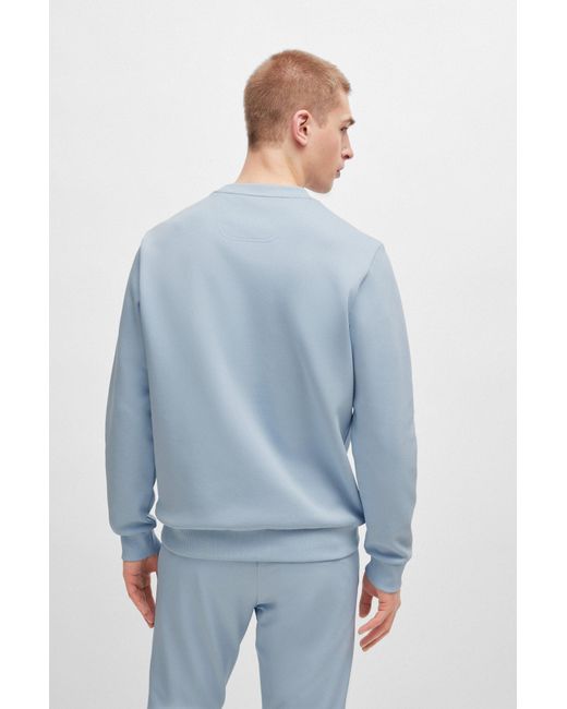 Boss Blue Cotton-blend Sweatshirt With 3d-moulded Logo for men