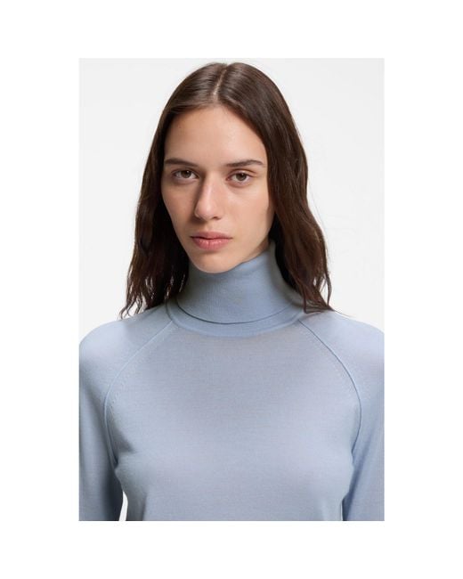 Boss Blue Slim-Fit Rollneck Sweater