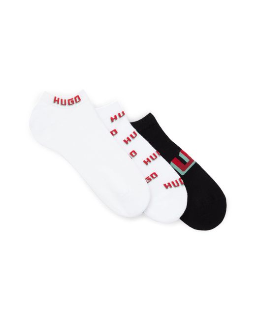 HUGO Dreier-Pack Sneakers-Socken aus Baumwoll-Mix mit Logos in Multicolor für Herren