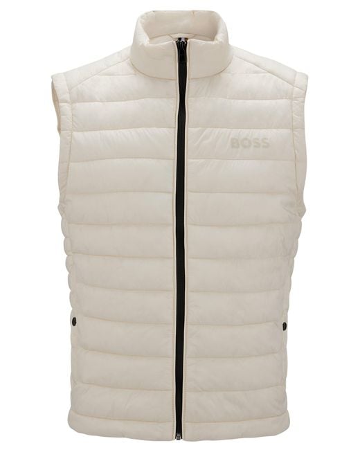 BOSS by HUGO BOSS Packable Down Gilet With Tonal Logo in Light Beige