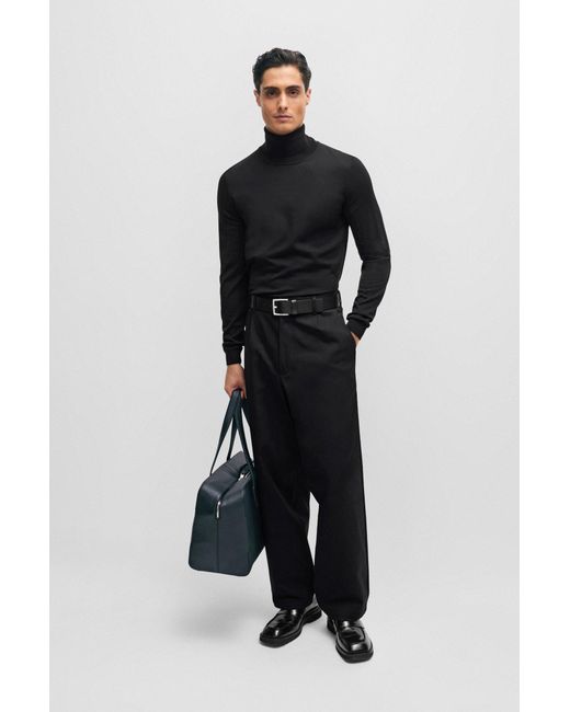 Boss Black Relaxed-fit Trousers In Stretch-cotton Twill for men