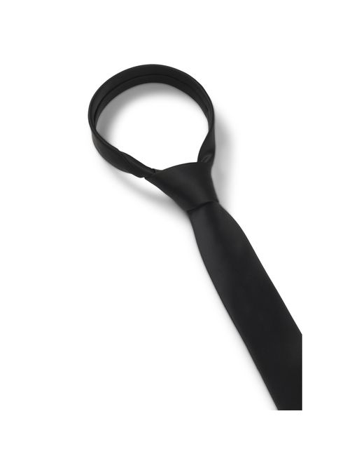 HUGO Black Silk-Blend Tie With A Plain Weave for men