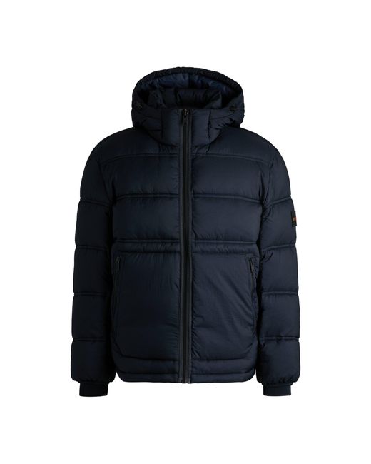 Boss Blue Relaxed-Fit Puffer Jacket for men