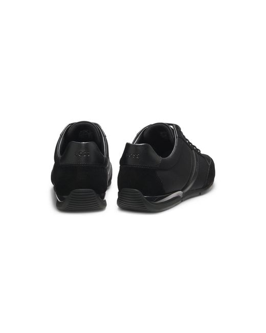 Boss Black Mixed-material Trainers With Suede And Faux Leather for men