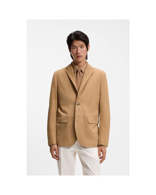 Boss Brown Suede Blazer With Amf Stitching for men