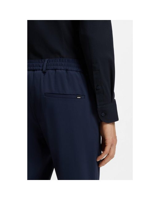 Boss Blue Slim-fit Shirt In Performance-stretch Jersey for men