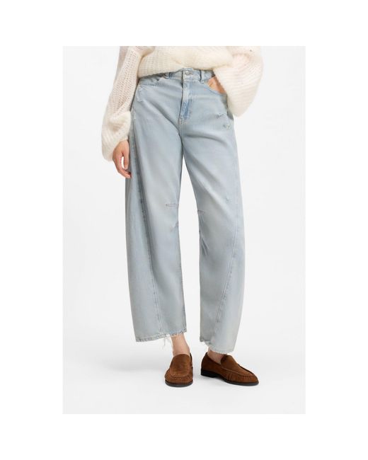 Boss Blue Relaxed-Fit Jeans With Balloon Leg