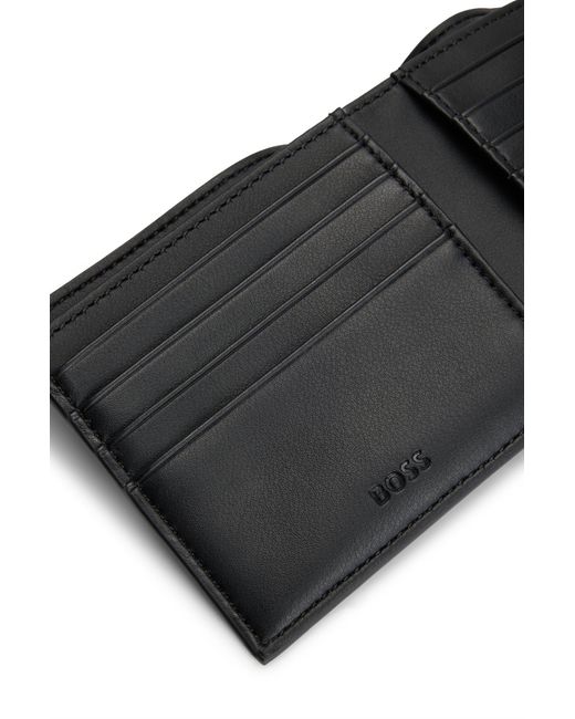 Boss Black Faux-leather Wallet With Signature Stripe And Polished Hardware for men