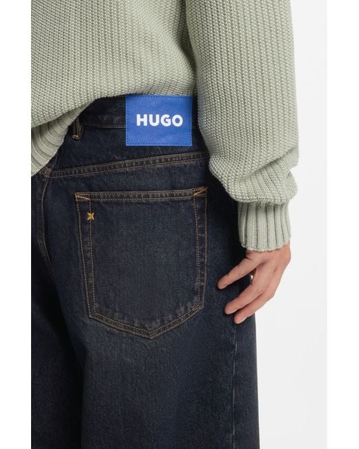 HUGO Baggy-Fit Jeans Aus Blauem Denim Mit Vintage-Waschung in Blue für Herren