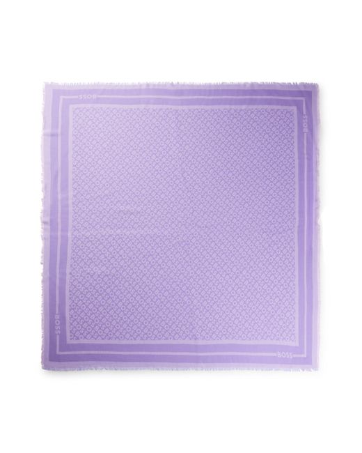Boss Purple Schal aus Modal und Seide mit Logo-Print