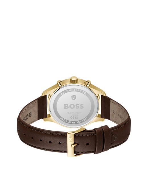 Boss Stratus Chronograph Mit Braunem Lederarmband in White für Herren