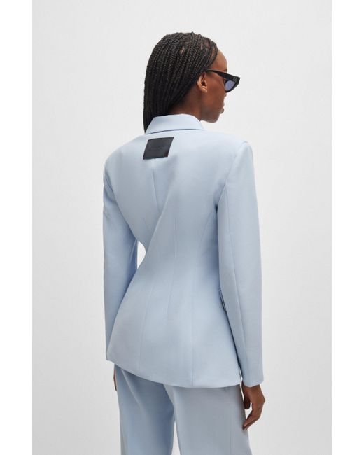 HUGO Blue Slim-fit Jacket In Stretch Fabric