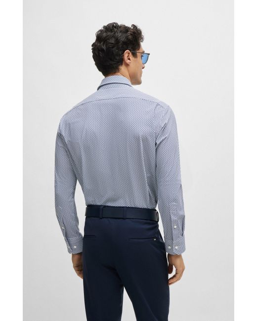 Boss Bedrucktes Regular-Fit Hemd aus Performance-Stretch-Gewebe in Blue für Herren