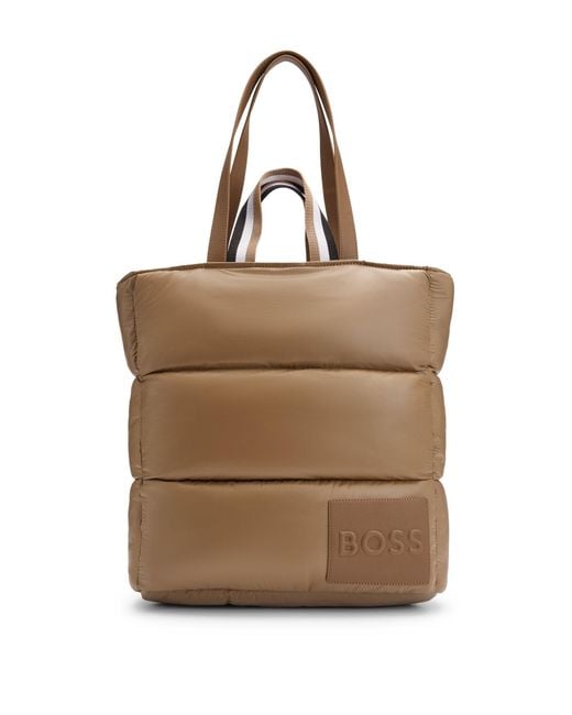 Boss Natural Padded Tote Bag With Emed-logo Patch