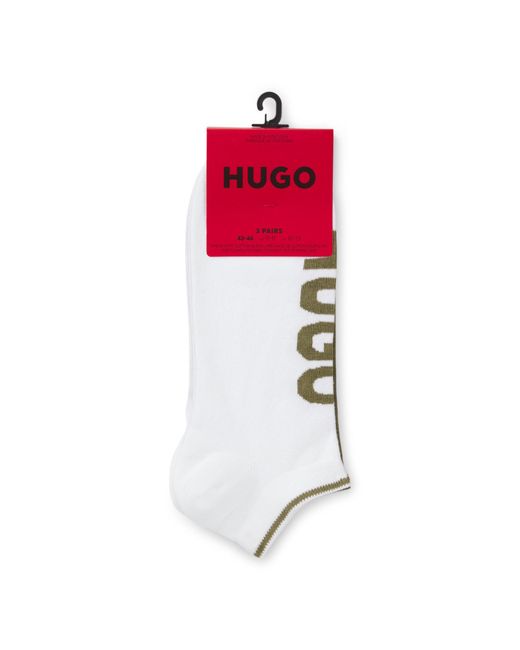 HUGO Green Three-Pack Of Ankle Socks With Logos for men