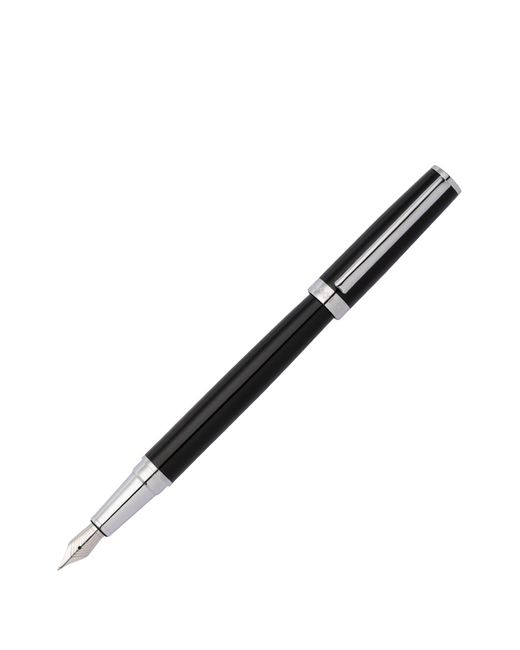 Boss Glossy-black Lacquer Fountain Pen With Logo Ring