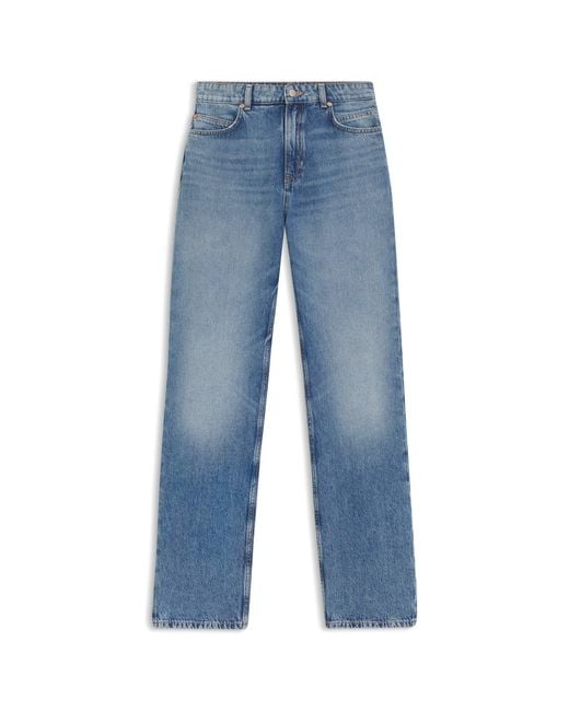 Boss Blue High-Waisted Regular-Fit Jeans