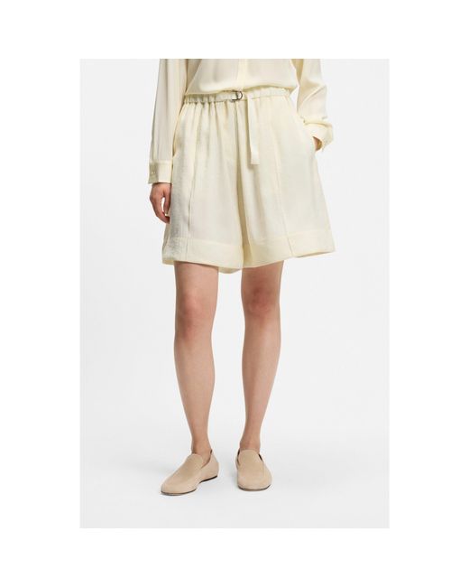 Boss Natural Wide-Leg Bermuda Shorts With Elasticated Waistband