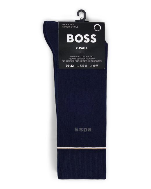 Boss Blue Two-pack Of Regular-length Performance-stretch Socks for men