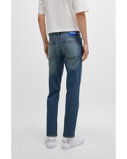 HUGO Tapered-fit Jeans In Blue Tinted Denim for men