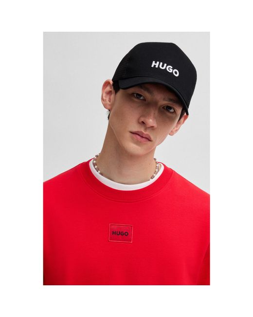 HUGO Black Cotton-Twill Cap With Mesh Panels for men