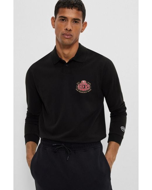 BOSS - BOSS x NFL long-sleeved polo shirt with collaborative branding