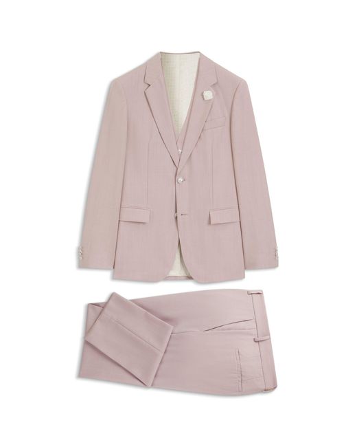Boss Pink Three-Piece Slim-Fit Suit for men