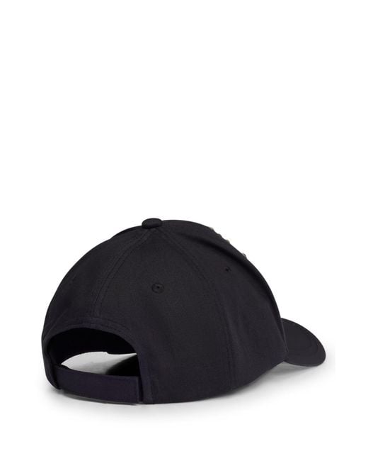 HUGO Black Cotton-twill Cap With Logo Stud Artwork for men