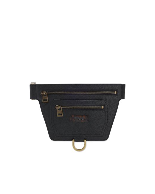HUGO Black Grained Belt Bag With Antique--Effect Hardware for men