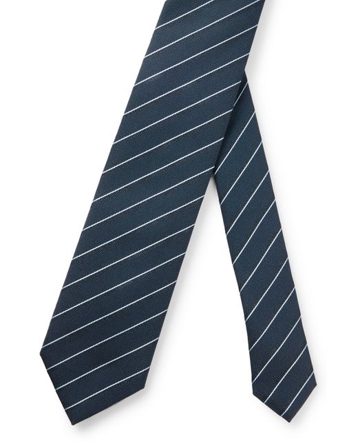 Boss Gestreifte Krawatte aus Material-Mix mit Seiden-Anteil und Jacquard-Muster in Blue für Herren