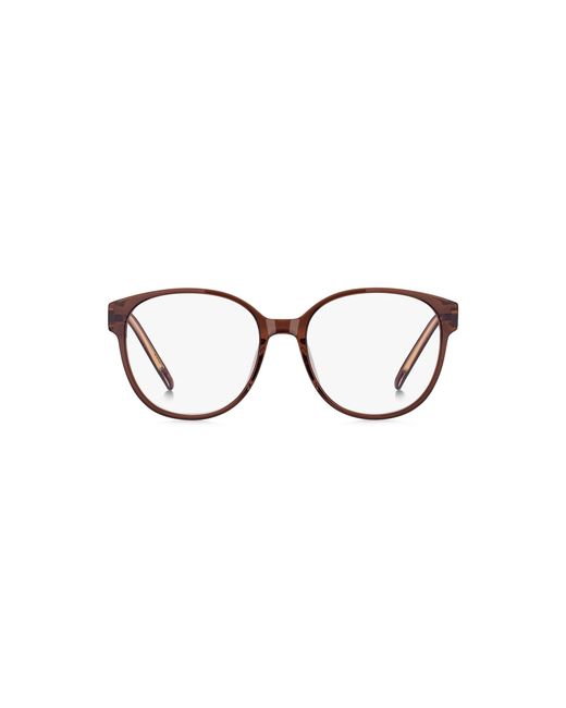 Boss Metallic Transparent-Burgundy Optical Frames With Double B Monogram