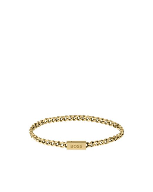 Boss Metallic Tone Chain Cuff With Logo Closure for men