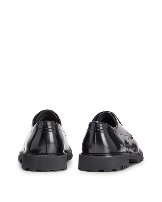 Chaussures derby en cuir brossé avec semelle crantée Boss pour homme en coloris Black
