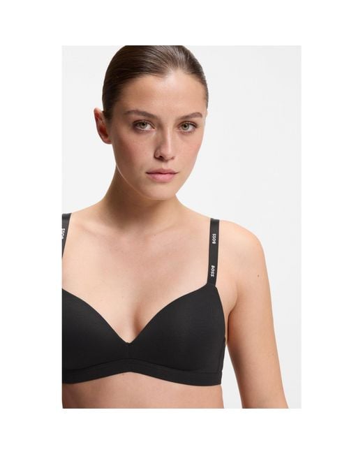 Boss Black Stretch-Jersey Triangle Bra With Logo Straps