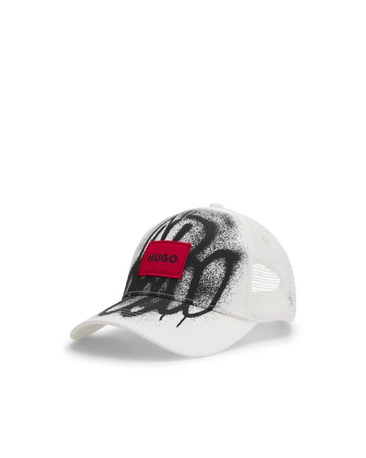 HUGO White X Rb By Slawn Printed Cotton Baseball Cap for men