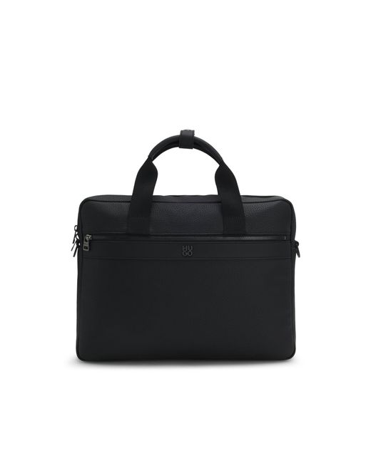 HUGO Black Document Case With Stacked Logo for men