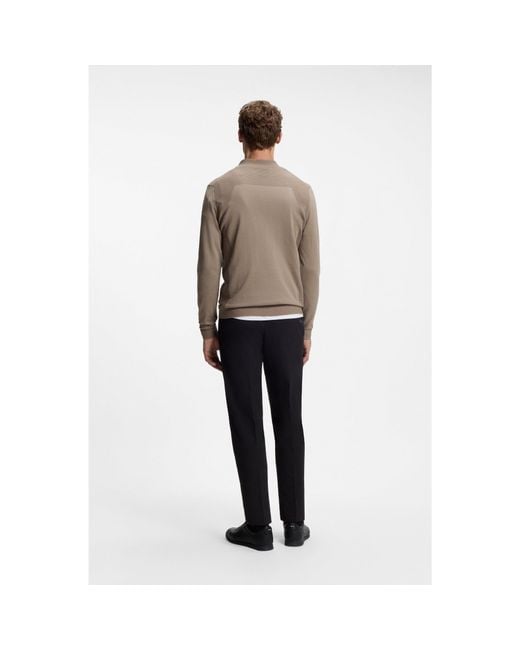 Boss Natural Zip-Neck Sweater for men
