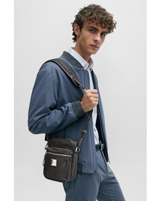 BOSS Reporter Bag In Recycled Fabric With Metallic Logo Plate in Black for  Men | Lyst UK