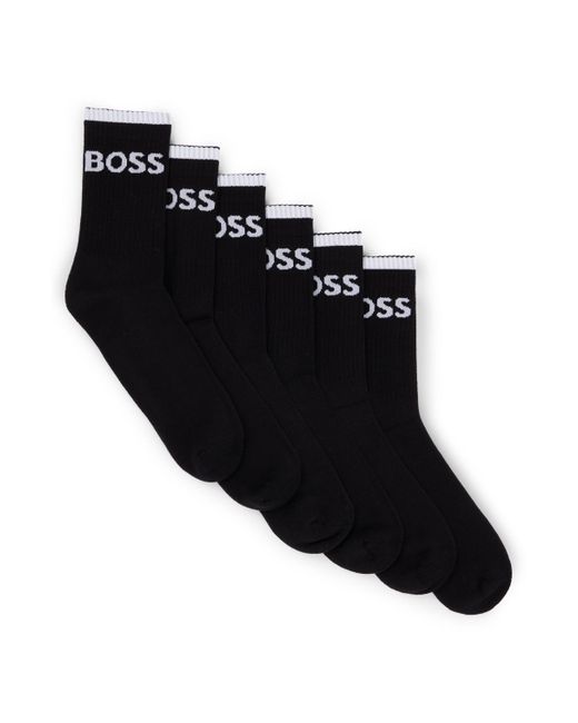 Boss Set Van Zes Paar Geribbelde Korte Sokken In Een Katoenmix in het Black voor heren