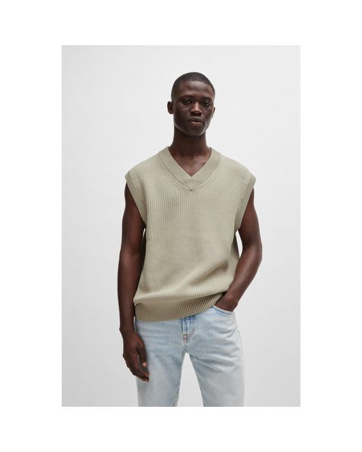 BOSS Relaxed Fit Sleeveless Sweater in Natural for Men Lyst UK