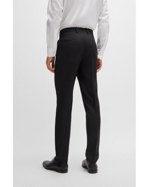 Boss Black Slim-fit Suit In Micro-patterned Virgin Wool for men