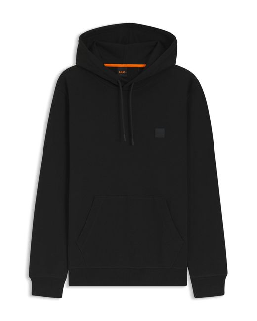 Boss Hoodie Van Katoenen Badstof Met Logopatch in het Black voor heren