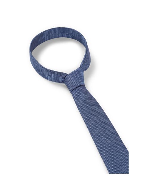 HUGO Blue Silk Tie With Jacquard Pattern for men