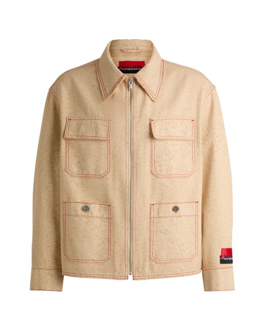 HUGO Natural X Les Benjamins Relaxed-fit Jacket With All-over Print for men